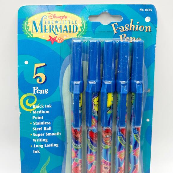 VNTG 1997 Disney’s The Little Mermaid Fashion Ink Pens Character Print RoseArt - Picture 3 of 5